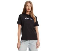 Calvin Klein T-Shirt Manches Courtes Femme Classic Logo Tee en Coton, Noir (Black), L