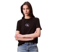 Calvin Klein T-Shirt Manches Courtes Femme Classic Logo Tee en Coton, Noir (Black), M