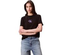 Calvin Klein T-Shirt Manches Courtes Femme Classic Logo Tee en Coton, Noir (Black), M