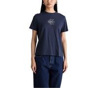 Calvin Klein T-Shirt Manches Courtes Femme Classic Tee Col Ras-du-Cou, Bleu (Inkwell), L