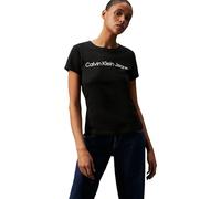 Calvin Klein T-Shirt Manches Courtes Femme Core Logo Slim Fit Tee Col Ras-du-Cou, Noir (CK Black), L