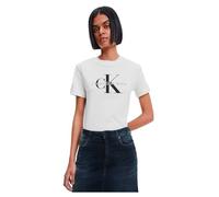 Calvin Klein T-Shirt Manches Courtes Femme Core Monologo Col Ras-du-Cou, Blanc (Bright White), M