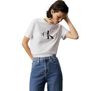 Calvin Klein T-Shirt Manches Courtes Femme Core Monologo Col Ras-du-Cou, Blanc (Bright White), XL