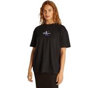 Calvin Klein T-Shirt Manches Courtes Femme Gradient Monologo Tee Loose Fit, Noir (CK Black), S