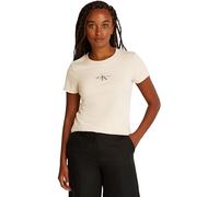Calvin Klein T-Shirt Manches Courtes Femme Gradient Monologo Tee Slim Fit, Beige (Brazilian Sand), XS