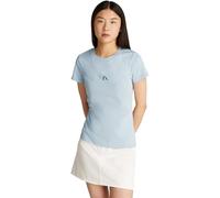 Calvin Klein T-Shirt Manches Courtes Femme Gradient Monologo Tee Slim Fit, Bleu (Niagara Mist), XS