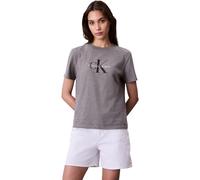 Calvin Klein T-Shirt Manches Courtes Femme Hero Classic Monologo Tee avec Col Ras-du-Cou, Gris (B30 Grey Heather), L