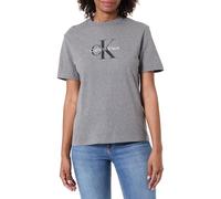 Calvin Klein T-Shirt Manches Courtes Femme Hero Classic Monologo Tee avec Col Ras-du-Cou, Gris (B30 Grey Heather), L