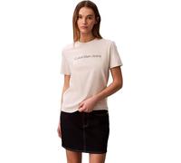 Calvin Klein T-Shirt Manches Courtes Femme Logo Classic Regular Fit, Beige (Vanilla Heather), M