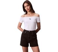 Calvin Klein T-Shirt Manches Courtes Femme Off Shoulder Épaules Dénudées, Blanc (Brilliant White), L