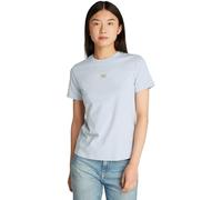 Calvin Klein T-Shirt Manches Courtes Femme Woven Label Regular Tee en Coton, Bleu (Niagara Mist), M