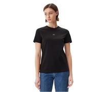 Calvin Klein T-Shirt Manches Courtes Femme Woven Label Regular Tee en Coton, Noir (CK Black), L