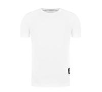 Calvin Klein T-Shirt Manches Courtes Homme Badge Turn Up Sleeve Col Ras-du-Cou, Blanc (Bright White), 3XL