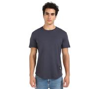 Calvin Klein T-Shirt Manches Courtes Homme Badge Turn Up Sleeve Col Ras-du-Cou, Bleu (India Ink), XXS