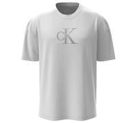 Calvin Klein T-Shirt Manches Courtes Homme Center Monogram Classic en Coton, Blanc (Brilliant White), S