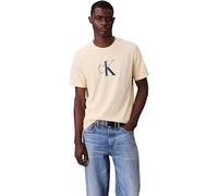 Calvin Klein T-Shirt Manches Courtes Homme Center Monogram Classic en Coton, Jaune (Sunlight), L