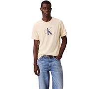 Calvin Klein T-Shirt Manches Courtes Homme Center Monogram Classic en Coton, Jaune (Sunlight), XL