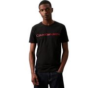 Calvin Klein T-Shirt Manches Courtes Homme Core Institutional Logo Slim Tee Col Ras-du-Cou, Noir (CK Black/Salsa), L