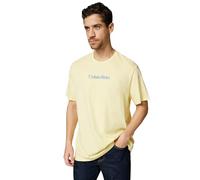 Calvin Klein T-Shirt Manches Courtes Homme Glitched Logo Classic Tee en Coton, Jaune (Sunlight), L