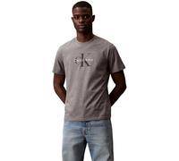 Calvin Klein T-Shirt Manches Courtes Homme Monologo Tee en Coton, Gris (Med Grey HTR), M