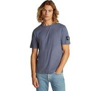 Calvin Klein T-Shirt Manches Courtes Homme Regular Tee avec Insigne, Bleu (Grisaille), M