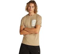 Calvin Klein T-Shirt Manches Courtes Homme Serif Box Graphic Tee en Coton, Beige (Tree House), S