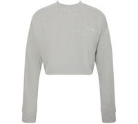 Calvin Klein T-Shirt Manches Longues Femme Logo Jersey Crop avec Col Cheminée, Gris (B10 Grey Heather), S