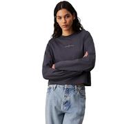 Calvin Klein T-Shirt Manches Longues Femme Loose Tee Oversized Fit, Gris (Ebony), XS