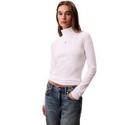 Calvin Klein T-Shirt Manches Longues Femme Woven Turtleneck avec Col Roulé, Blanc (Brilliant White), S