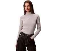Calvin Klein T-Shirt Manches Longues Femme Woven Turtleneck avec Col Roulé, Gris (History Grey Heather), XL