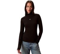 Calvin Klein T-Shirt Manches Longues Femme Woven Turtleneck avec Col Roulé, Noir (Black), L