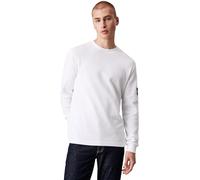 Calvin Klein T-Shirt Manches Longues Homme Badge Waffle Basique, Blanc (Bright White), XL