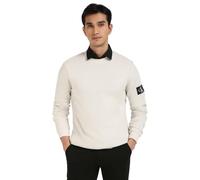 Calvin Klein Badge Waffle LS Tee T-Shirt L/S, Moonbeam, S Homme
