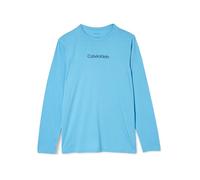 Calvin Klein T-Shirt Manches Longues Homme Crew Neck Col Ras-du-Cou, Bleu (Ethereal Blue), M