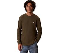 Calvin Klein T-Shirt Manches Longues Homme Waffle Badge Tee avec Col Ras-du-Cou