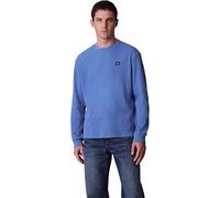 Calvin Klein T-Shirt Manches Longues Homme Waffle Badge Tee avec Col Ras-du-Cou, Bleu (Dull Nile Blue), XXL