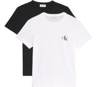 Calvin Klein T-Shirts Manches Courtes Lot de 2 Femme Logo Tee avec Col Ras-du-Cou, Multicolore (Black / Brilliant White), XS