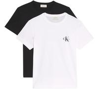 Calvin Klein T-Shirts Manches Courtes Lot de 2 Femme Logo Tee avec Col Ras-du-Cou, Multicolore (Black / Brilliant White), XXL