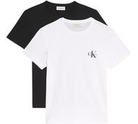 Calvin Klein T-Shirts Manches Courtes Lot de 2 Femme Logo Tee avec Col Ras-du-Cou, Multicolore (Black / Brilliant White), XS