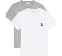 Calvin Klein T-Shirts Manches Courtes Lot de 2 Femme Logo Tee avec Col Ras-du-Cou, Multicolore (Heroic Grey Heather/Brilliant Whi), XL