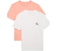 Calvin Klein T-Shirts Manches Courtes Lot de 2 Femme Logo Tee avec Col Ras-du-Cou, Multicolore (Just Peach/Brilliant White), M