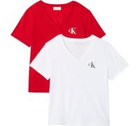 Calvin Klein Logo V-neck 2-pack Tee Adrenaline Rush/brilliant White Taille: S | Évasés pantalons Outlet | Femme | Blanche