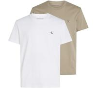 Calvin Klein T-Shirts Manches Courtes Lot de 2 Homme Monologo en Coton, Multicolore (Bright White/Aluminum), M