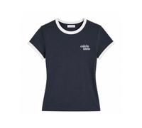 Calvin Klein - Tee Ringer Ajusté Logo 1989 - Femme - Tops - Bleu - Taille: 38 FR