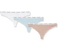 Calvin Klein Thong 3Pk (FF) 000QD3800E Strings, Multicolore (Blue/White/Rainer Stripe_Sandalwood), XL Femme