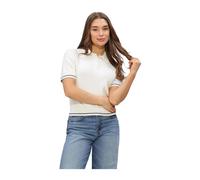 Calvin Klein - Woven Label Cropped Cable Top - Femme - Tops - Blanc - Taille: 40 FR