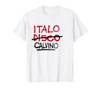 CALVINO Disco Italo T-Shirt Graphique avec Valeur, Homme, Blanc, S