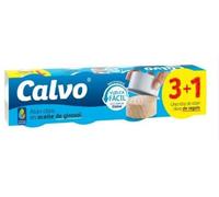 Calvo Thon Blanc à l'Huile Végétale, Pack de 3 x 80g avec 1 Boîte Gratuite, 4 Boîtes