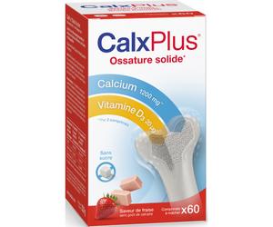 CalxPlus Sans Sucre Goût Fraise 60 Comprimés À Mâcher
