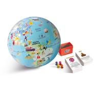Caly - Globe Gonflable avec Jeux Road Trip Stick’N Quiz 30cm - 052F, Bleu Océan